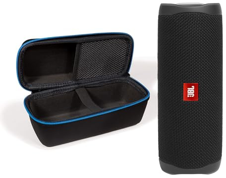 JBL Flip 5 (Black) + Bundle with divvi! Protective Hardshell Case