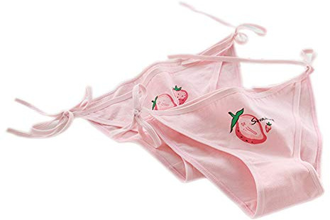 SINROYEE Culottes japonaises mignonnes à rayures bleues et roses Bikini Cosplay en coton Bandage Anime Taille libre Chaud (2 pièces) (C009 Rose fraise)