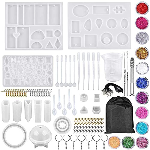 Tiardey 133 pezzi di stampi e strumenti in silicone e resina epossidica, kit per gioielli fai da te e artigianato Daohexi