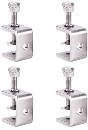 304 Stainless Steel C Clamps, Heavy Duty C Clamps for Metal Working, Woodworking Building Tiger Clamp Adjustable Wide Jaw Opening C Clamp, Silver (30mm/4pcs)