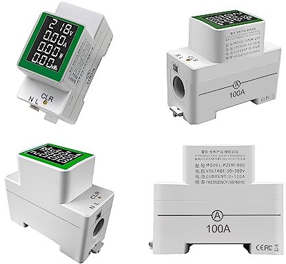 Hailege AC Digital Multimeter 50-300V 100A LCD Display Digital Current Voltage Active Power Energy Multimeter Ammeter Voltmeter AC Din Rail Meter PZEM-008