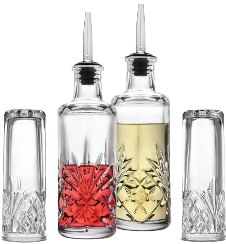 Godinger Oil and Vinegar Dispenser Cruet Set and Salt and Pepper Shakers Set, Condiment Pourer Bottle and Salt and Pepper Shaker - Dublin Crystal Collection (Home Set)