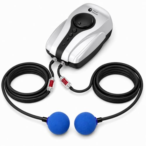 AquaMiracle Koi Pond All-in-One Pond Air Pump Pond Pond Aerator Up to 1000 Gallon Defrost Pond Aeration Kit with 2 Outlets, Airline Pipe Check Valves