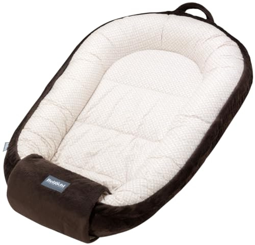 Bellochi Nido per neonati | Lettino per neonati | 100% cotone | 90 x 60 x 12 cm - con bordi protettivi | 0-9 m | biscotto