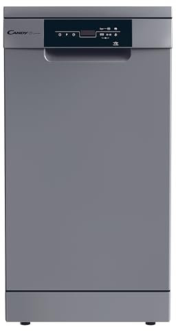 Candy Brava CDPH 2D1047S Lavastoviglie Slim a Libera Installazione, 10 Coperti, 5 Programmi, Ciclo Rapido, Classe E, AxLxP 85x45x58 cm, Argento [Classe di efficienza energetica E]