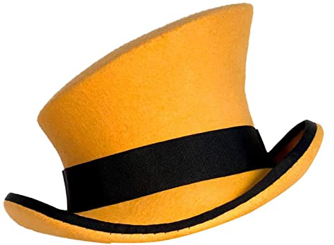 Generic Asymmetric Top Hat Wool Felt Unisex Hat Steam Punk Top Hat Fashion Ribbon Decorative Hat Men's Hat (Yellow, One Size)