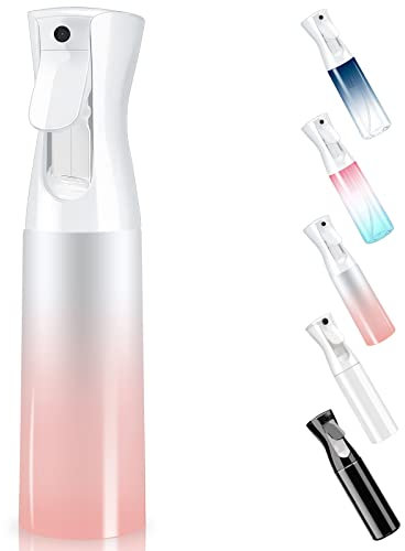 Pulverizador de 300 ml, botella pulverizadora continua ultra fina, botella vacía, pulverizador de agua para peinados, plantas, limpieza (degradado rosa)