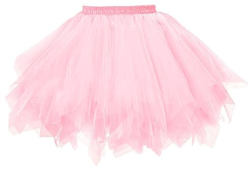 Tütü Kjol kort balett tyllkjol underkjol för kvinnor karneval fest kostym halloween, ROSA, XS