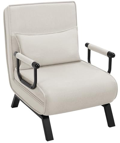 WOLTU Schlafsessel 3 in 1 mit bettfunktion, Gästebettfür, Schlafsofa mit Bettfunktion, Verstellbarer Rückenlehne, Wohnzimmer, Schlafzimmer, Balkon, Metallrahmen Leinen, 65 x 75 x 78cm, Beige