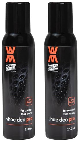 Spray désodorisant pour chaussures de travail, de loisirs et de sport avec nanoparticules d'argent | Spray pour les pieds pour éliminer les odeurs | Spray anti-odeurs | 2x150 ml | Worker Walker