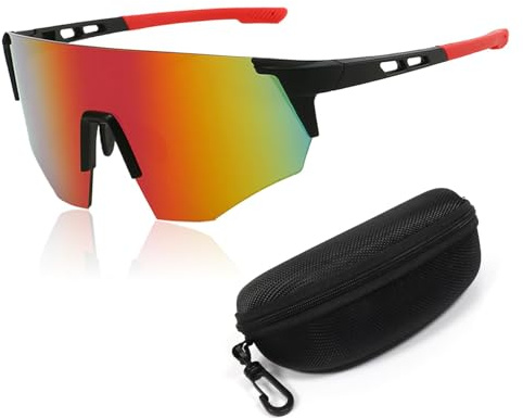 Sunshinestar Snabba glasögon orange, herr dam sportglasögon UV400 skydd, vindtätt och anti-dimma, cykelglasögon för cykling MTB vägcykel skidor löpning fiske golf rave party utomhusaktiviteter