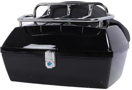Cocoarm Boîte à Queue de Moto 48L ABS Boîte de Rangement Arrière de Moto ABS Lock sécurisé Imperméable avec Coussin de Dossier pour Cassages à Bagages à Bagages (Black)