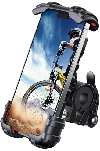 Lamicall Bike Phone Holder, Motorcycle Phone Mount - Motorcycle Handlebar Cell Phone Clamp, Scooter Phone Clip for iPhone 14 Plus/Pro Max, 13 Pro Max, S9, S10 and More 4.7 - 6.8 Smartphones, Red