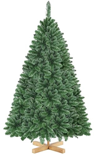 Yaheetech Sapin de Noël Artificiel 152 cm avec 437 Branches, Résistant au Feu, Support Métallique avec Veinures en Bois de Sapin Inclus, Décoration de Noël Fête