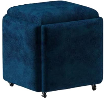 Generico Sedia a cubo con poggiapiedi impilabile, sgabelli combinati con ruote, sgabello da toeletta, for piccoli spazi, soggiorno, sala da pranzo (45x45x45 cm)(Color 6,45x45cm)