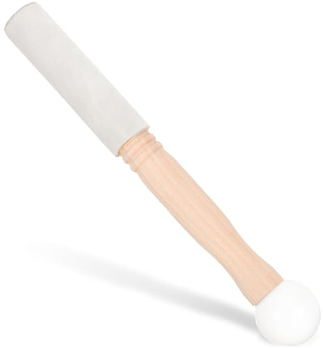FUTUREORYY Mazo para Cuenco Tibetano de Madera Banda de Piel Ajustable, Palo para Cuenco Sonoro de Buda, Accesorio de Percusión Ligero y Portátil para Meditación y Relajación