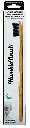 The Humble Co. Bambus Zahnbürste Schwarz | Mittel Borsten | Biologisch Abbaubar, Umweltfreundlich, Vegan, von Zahnärzten Empfohlen (1 Packung)