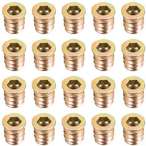 sourcing map Wood Furniture M6x13mm Threaded Insert Nuts Interface Hex Socket Drive 20pcs