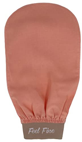 Feel Fine Guanto Esfoliante Turco – Kese Hammam in 100% Seta Vegetale Naturale per Uomo e Donna | Scrubber Esfoliante Artigianale, Vegano per Doccia, Bagno e Sauna (Rose & Feel Fine)