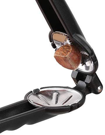 Clip per Castagne Schiaccianoci Portatile, Utensile per Tagliare Castagne in Acciaio Inossidabile, Pinza Apri Noci in Metallo Schiaccianoci Multifunzione (Nero)