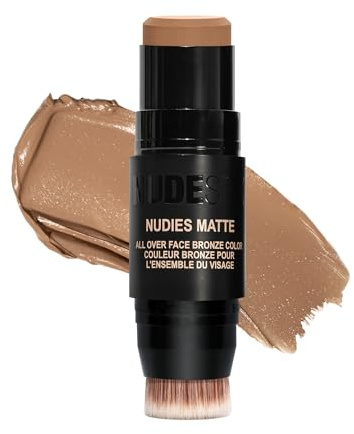 Nudestix Nudies Bronze All Over Matte Bronzing Stick – 3-in-1 Cream Bronzer for Cheeks, Eyes & Lips with Built-In Brush | Natural Contour & Sun-Kissed Glow | Bondi Bae