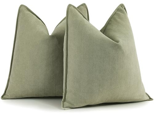 ZWJD Salbei Grün Kissenbezug 40x40 2er Set Chenille Kissenbezüge Sofakissen Kissenhüllen mit elegantem Design, weiche und luxuriöse dekorative Dekokissen für Couch, Bett und Heimdekoration