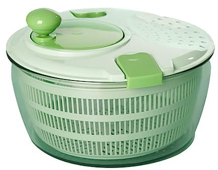 Salladsslunga 4 l | Salladsslunga med lock och vevdrift | kökshjälpmedel salladstork för tvätt och torkning av sallad, grönsaker och frukt
