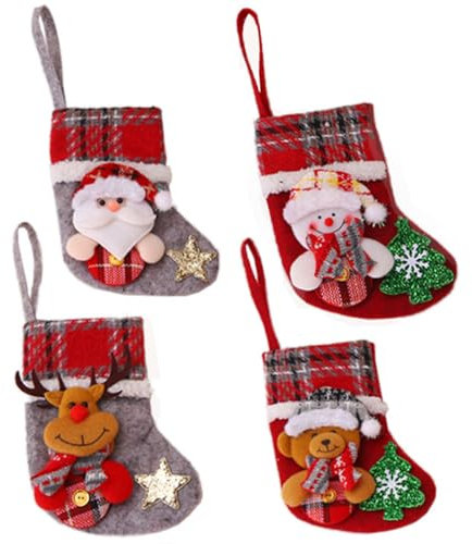 ViLiyDuo Weihnachtsstrumpf Nikolausstrumpf Set Nikolausstiefel Socken Weihnachtsstrumpf Geschenktüte Weihnachtsbaum Socken Nikolaussocken Für Weihnachtsfeier Dekorieren (B)
