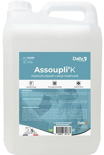DAILY K - Assouplissant linge - Parfum floral - Fabriqué en France - Bidon 5 Litres