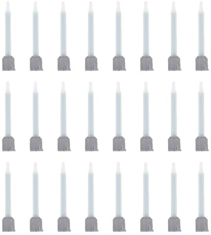 SUPERFINDINGS 24 embout de Buse de Mélange en Plastique Époxy Gris Tube de Mélange de Colle AB pour Pistolet Adhésif 1:1 buse de Mélange de Résine Boucle Plate pour Colle AB 9x1.8cm