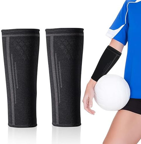 CHENNAN 2 Piezas Protectores Brazo Voleibol Manguito Brazo Voleibol Unisex Manguitos Compresión Antebrazo para la Protección del Antebrazo Accesorios para el Entrenamiento de Voleibol，L (Negro)