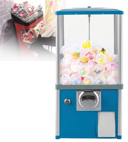 Transparent Chewing Gum Machine Vending Machines Commercial Chewing Gum Maker for Sweets, Automatic Capsule Machine for Retail Stores,Blue