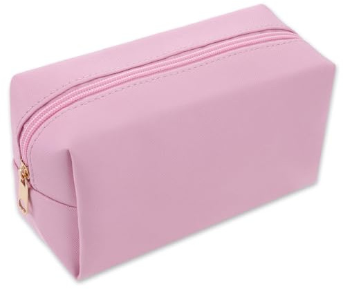 Small Makeup Bag Pu Leather Cosmetic Bag Travel Toiletry Bags Beauty Bags Make Up Organizer Portable Storage Purse Large Capacity Waterproof Neat Multifunctional Zipper Pouch for Women Daily Use(Pink)