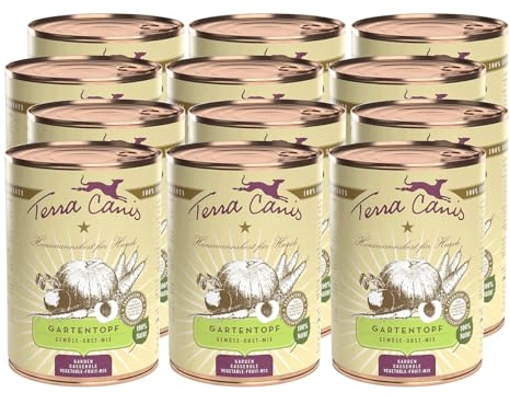 Terra Canis Mix di frutta e verdura - Alimento complementare Garden Casserole, 12x400g I Alimento complementare premium per cani con carota, zucchina & sedano rapa I Gluten-free