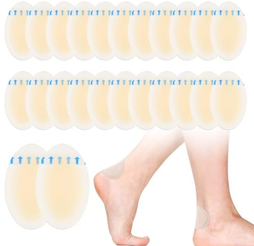 24 Stück Blasenpflaster Ferse, Hydrogel Pflaster, Hydrokolloid Pflaster, Blasenpflaster Wandern, Blasenpflaster Verhindert Schmerzen durch Blasen an Fersen, Zehen und Füßen