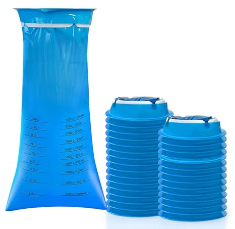 AMSGANK 30 Stück Spuckbeutel mit Ring, 1000ml Kotzbeutel Auslaufsicher Brechbeutel Tragbar Kotztüten Flüssigkeitsdicht Praktische Spucktüten für Auto Kinder Erwachsene Reisen Hinausgehen