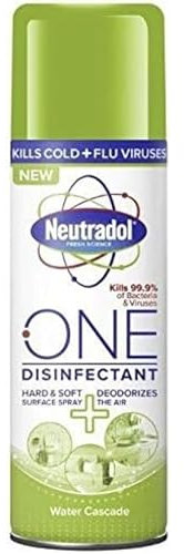 Neutradol One Disinfectant Spray 300ml – Surface & Air Deodorizer – Water Cascade Scent – Kills 99.9% of Bacteria & Viruses – Odour Neutralizer for Home, Office & Car