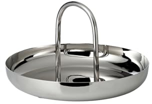 EDZARD Servierschale Apus (Ø 26 cm, H 16 cm) mit Griff, Edelstahl hochglanzpoliert - Dekoschale, Obstschale, Snackschale