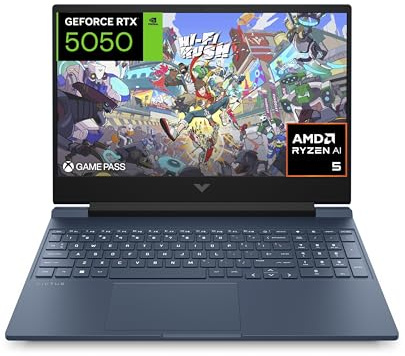HP Victus 15-fb3035ns - Ordenador portátil Gaming 15 FHD (AMD Ryzen AI 5 340, 16GB RAM, 512GB SSD, NVIDIA GeForce RTX 5050, FreeDos) - Azul - Teclado QWERTY Español