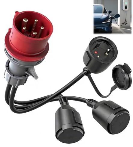 ZHEHNSA CEE Adapter Starkstrom Verteiler 16A 400V auf 230VX3X1.5mm²,cee stromverteiler 16a,Starkstrom adapter 400V auf 230v mit Klappdeckel & Schutzkontaktsteck IP44 für Industrie Caravan Außenber