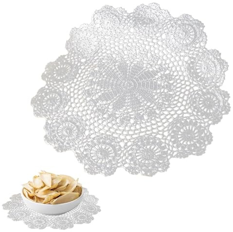 MWZBTG Napperon Table Tressée Blanc Napperon Napperons en Dentelle Crocheté À La Main Table 35-40 Cm