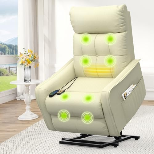 Srfzluxy Fernsehsessel Relaxsessel mit Aufstehhilfe, Elektrisch Massagesessel mit Liege-Funktion Massage & Heizung, TV-Sessel, Ruhesessel, Polstersessel, Wohnzimmer-Sessel mit 2 Fernbedienungen