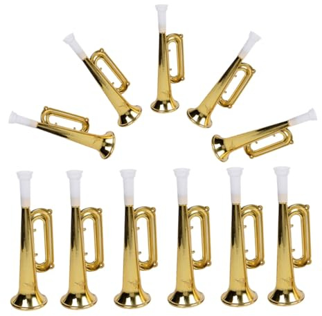 DOITOOL Lot de 15 Trompettes D'encouragement Dorées pour Garçon et Filles, Portable Léger, Accessoires pour Événements Sportifs Football Baseball Basketball, Bruit Puissant pour