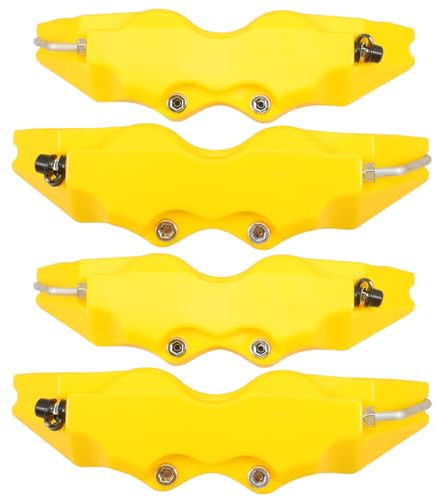 Healvian Juego de 2 Cubiertas de Pinza de Freno Amarillas en Estilo 3D para Pinzas Delanteras y Traseras, Material Abs Fácil Instalación y Protección Completa para Modificaciones