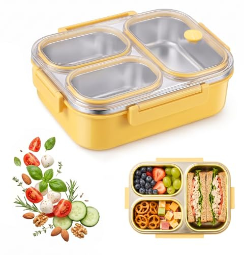 INNAL Fiambrera Compartimentos 800ml Hermetica Fiambrera Acero Inoxidable Bento Lunch Box Caja de Almuerzo para Adultos y Niños