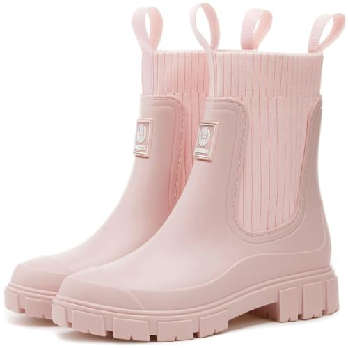 GURGER Bottes de Pluie Femme Imperméables Cheville Bottes en Caoutchouc