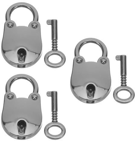 3Pcs Vintage Bear Head Padlocks with Keys, 35mm Zinc Alloy | Mini Anti-Theft Lock for Handbag Zippers, Small Locker, Travel Use, Office Storage, Black Finish