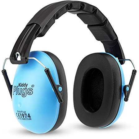 KiddyPlugs Kinder Kapselgehörschutz, Lärmschutz Kopfhörer, Ohrenschützer - schadstoffarm - faltbar größenverstellbar - sehr weich - faltbar, Farbe:hellblau