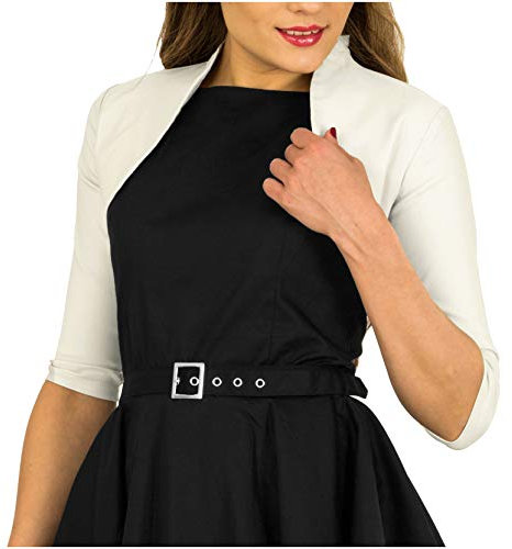 BlackButterfly Maßgeschneiderte 3/4 Hülse Bolero (Elfenbein, 3XL)