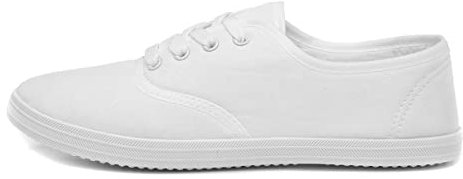 Red Fish Tai Womens White Lace Up Canvas Shoe - Size 7 UK - White
